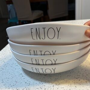 Rae Dunn White Minimalist Dinnerware Bowls